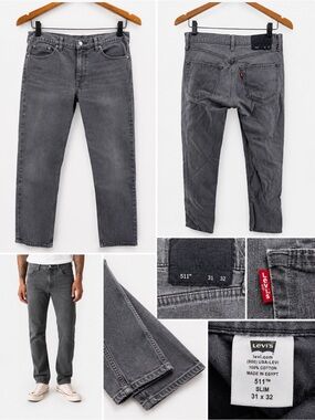Levi’s 511 Faded Grey Slim Fit Jeans Men’s 31x32 Minimalist Denim